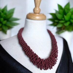 Brown Seed Bead Chunky Loop Statement Necklace